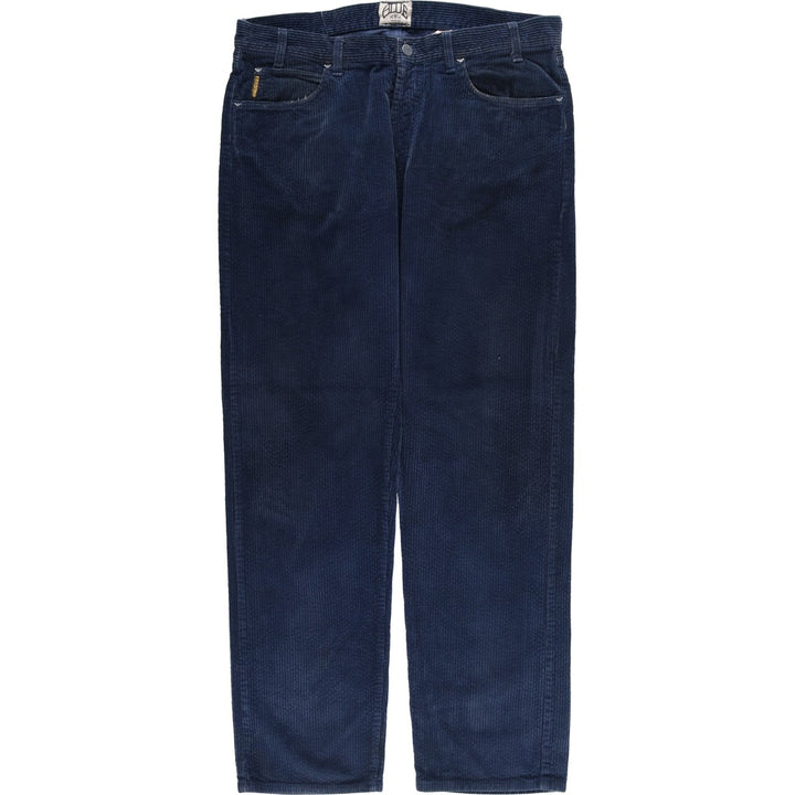 80s-90'S Giorgio Armani Jeans Wide Ribbed Corduroy Pants, Made in Italy, Men's, Size W37 cotton blue type Vintage Second Hand