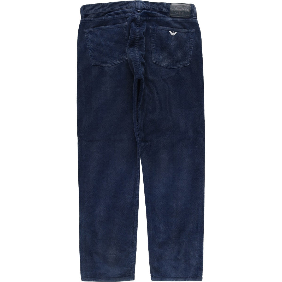 80s-90'S Giorgio Armani Jeans Wide Ribbed Corduroy Pants, Made in Italy, Men's, Size W37 cotton blue type Vintage Second Hand