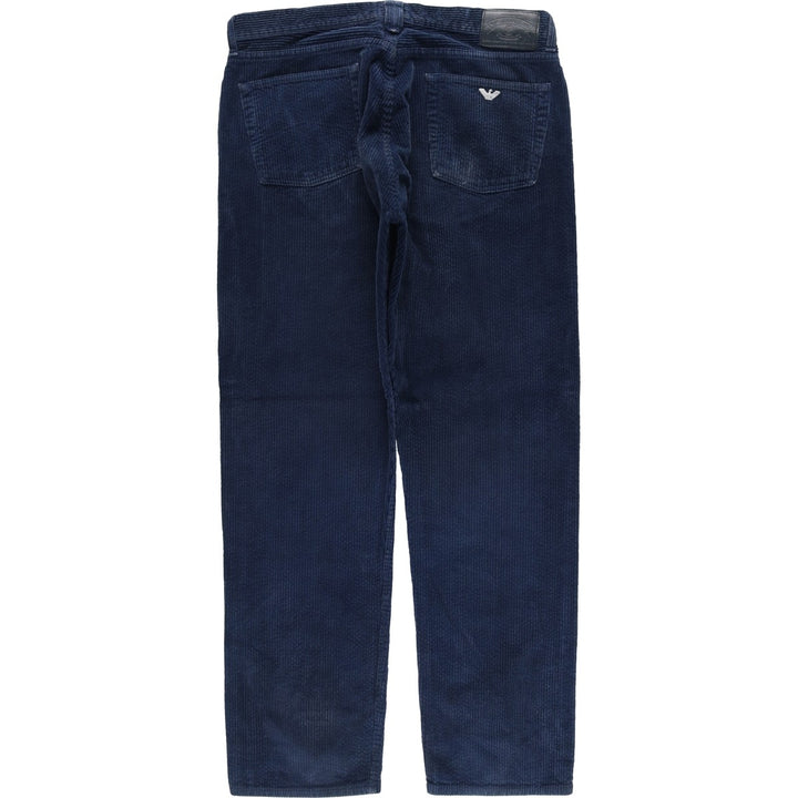 80s-90'S Giorgio Armani Jeans Wide Ribbed Corduroy Pants, Made in Italy, Men's, Size W37 cotton blue type Vintage Second Hand