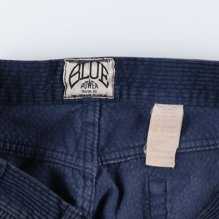 80s-90'S Giorgio Armani Jeans Wide Ribbed Corduroy Pants, Made in Italy, Men's, Size W37 cotton blue type Vintage Second Hand