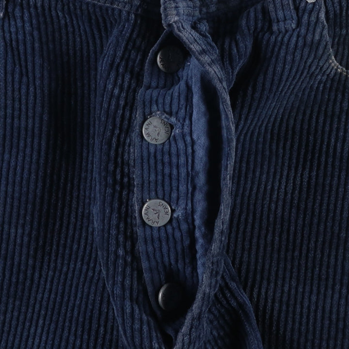 80s-90'S Giorgio Armani Jeans Wide Ribbed Corduroy Pants, Made in Italy, Men's, Size W37 cotton blue type Vintage Second Hand