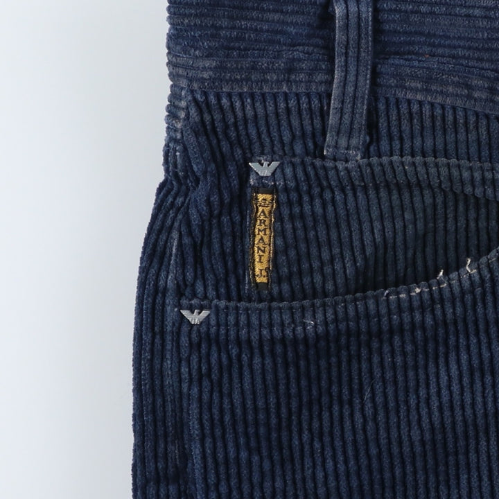 80s-90'S Giorgio Armani Jeans Wide Ribbed Corduroy Pants, Made in Italy, Men's, Size W37 cotton blue type Vintage Second Hand