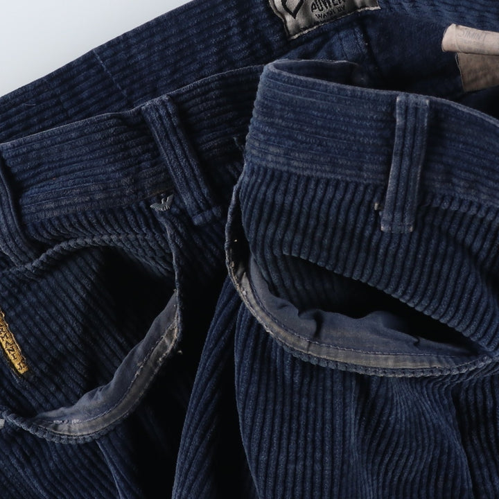80s-90'S Giorgio Armani Jeans Wide Ribbed Corduroy Pants, Made in Italy, Men's, Size W37 cotton blue type Vintage Second Hand