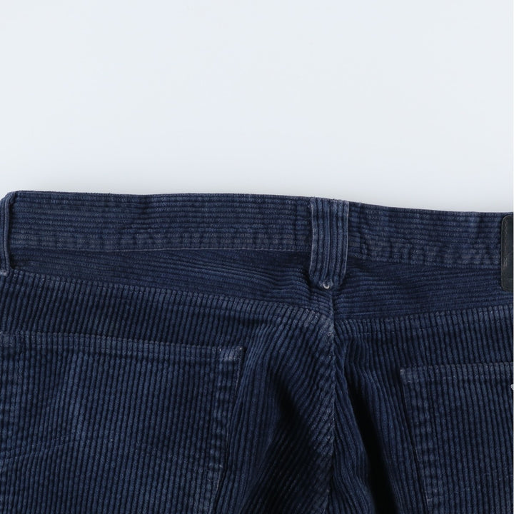 80s-90'S Giorgio Armani Jeans Wide Ribbed Corduroy Pants, Made in Italy, Men's, Size W37 cotton blue type Vintage Second Hand