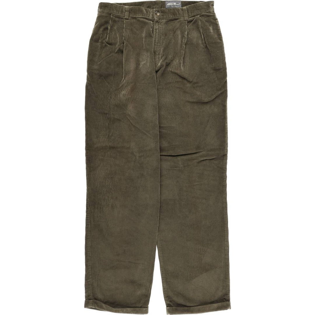 2000'S Eddie Bauer Two-pleat Corduroy Pants, Men's, Size W35 cotton brown type Vintage Second Hand
