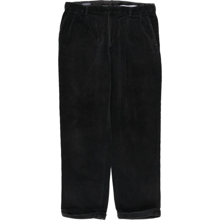 LANDS'END TRADITIONAL FIT Two-pleat Corduroy Pants, Men's, Size 36 cotton black type Vintage Second Hand
