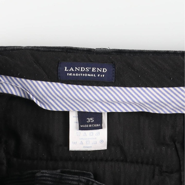 LANDS'END TRADITIONAL FIT Two-pleat Corduroy Pants, Men's, Size 36 cotton black type Vintage Second Hand
