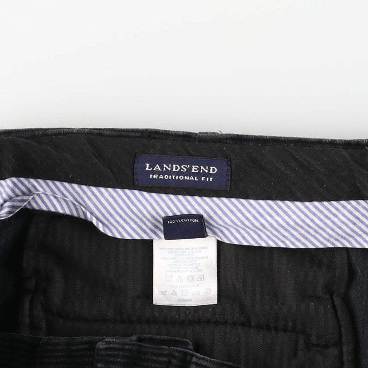 LANDS'END TRADITIONAL FIT Two-pleat Corduroy Pants, Men's, Size 36 cotton black type Vintage Second Hand