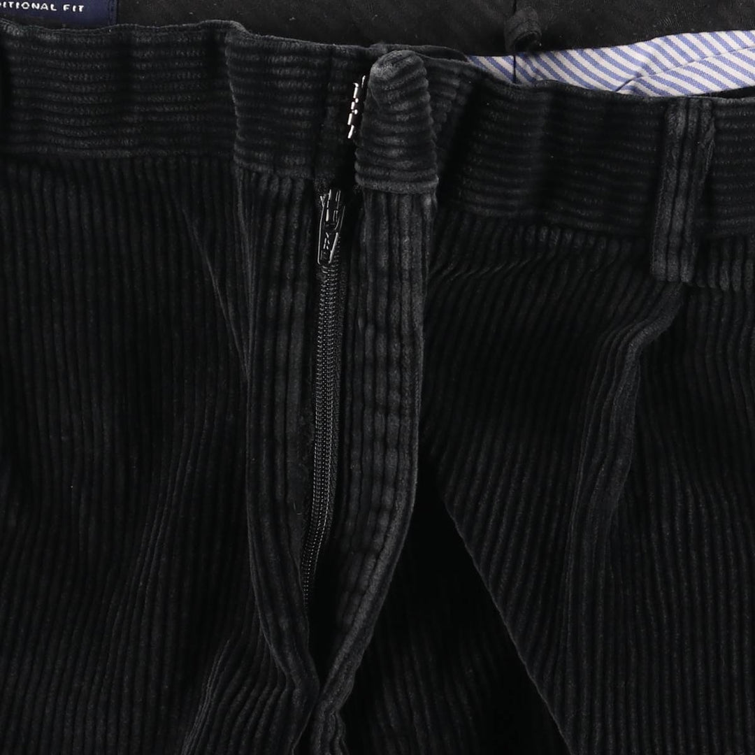 LANDS'END TRADITIONAL FIT Two-pleat Corduroy Pants, Men's, Size 36 cotton black type Vintage Second Hand