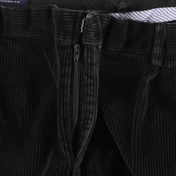 LANDS'END TRADITIONAL FIT Two-pleat Corduroy Pants, Men's, Size 36 cotton black type Vintage Second Hand