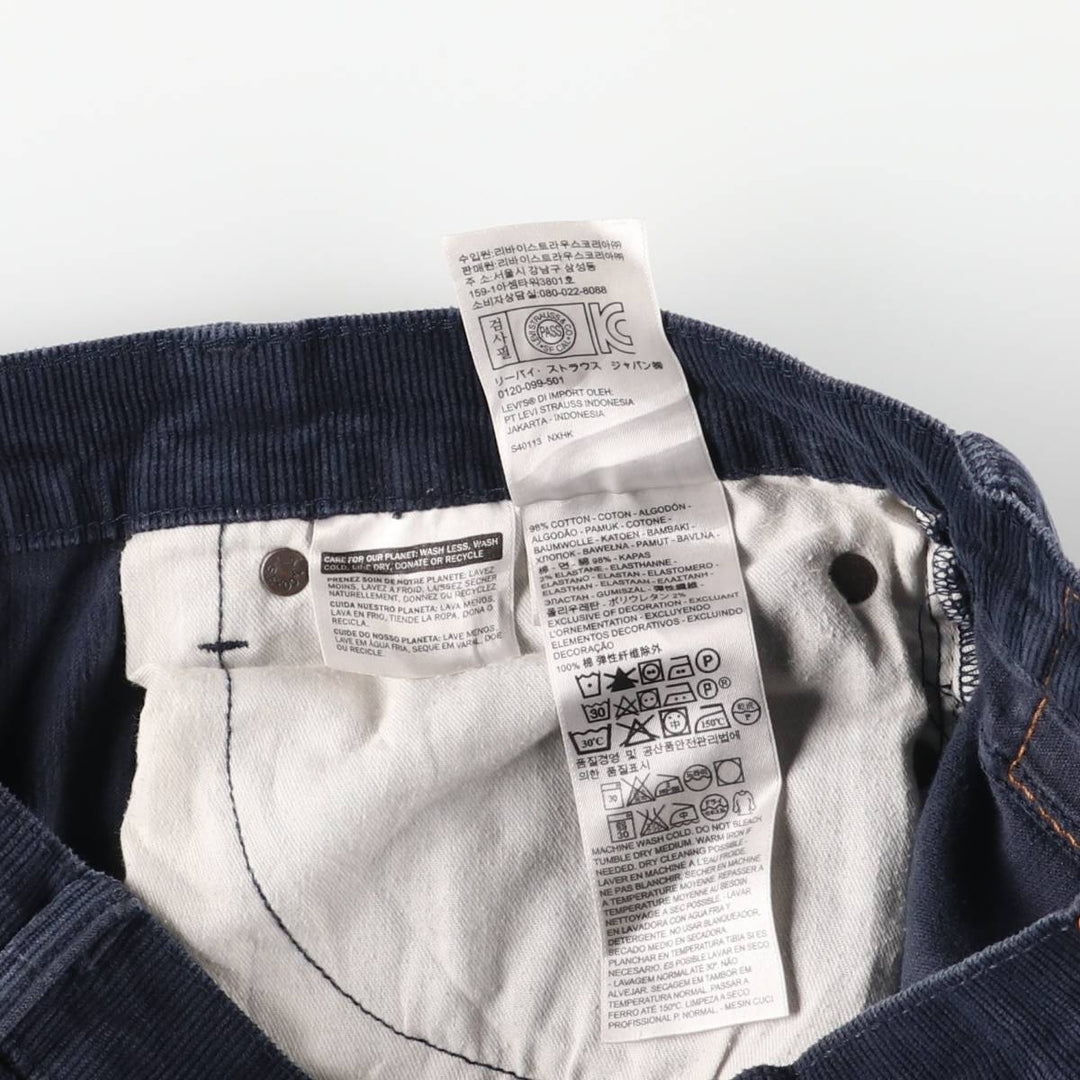 Levi's 514 Corduroy Pants, Men's, Size W34 cotton navy blue type Vintage Second Hand
