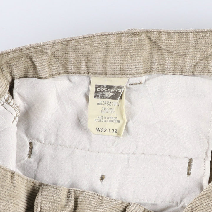 Dockers Two-pleat Corduroy Pants, Men's, Size W33 cotton Beige type Vintage Second Hand