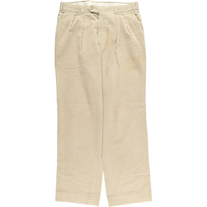 1980'S LLBean Two-pleat Corduroy Pants, Men's, Size W34, Vintage cotton beige type brown Vintage Second Hand