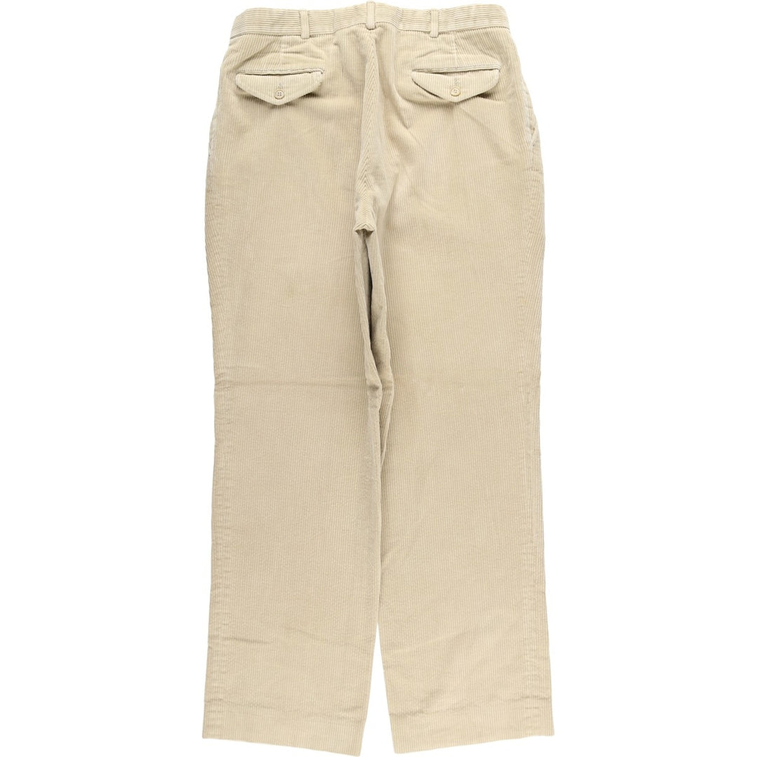 1980'S LLBean Two-pleat Corduroy Pants, Men's, Size W34, Vintage cotton beige type brown Vintage Second Hand
