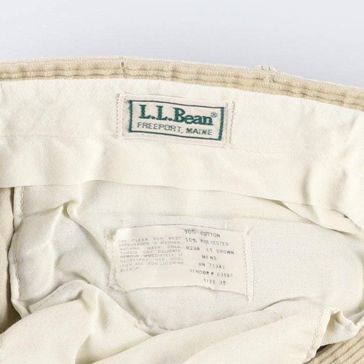 1980'S LLBean Two-pleat Corduroy Pants, Men's, Size W34, Vintage cotton beige type brown Vintage Second Hand