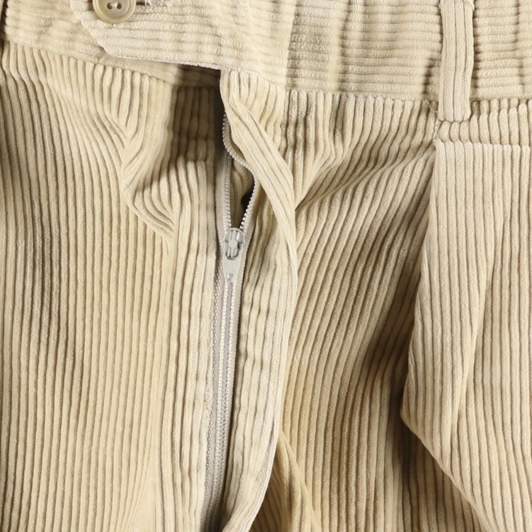 1980'S LLBean Two-pleat Corduroy Pants, Men's, Size W34, Vintage cotton beige type brown Vintage Second Hand