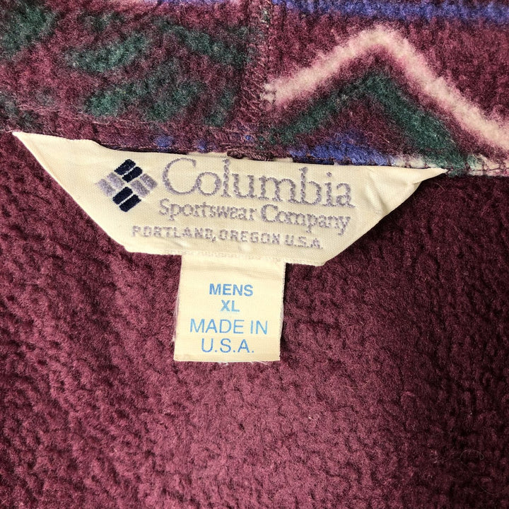 90'S Columbia White Tag Fleece Jacket, Made in USA, Men's XL, Vintage polyester purple type Vintage Second Hand