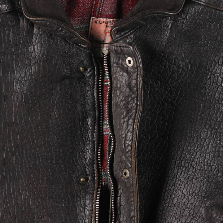 Vintage MADNESS CUIR leather jacket, made in France, size L, men's size L genuine leather black type Vintage Second Hand