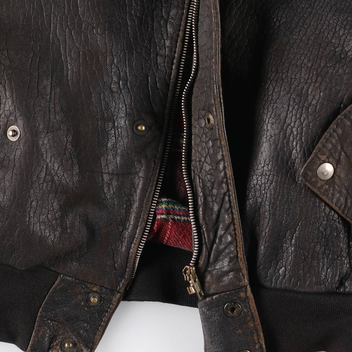 Vintage MADNESS CUIR leather jacket, made in France, size L, men's size L genuine leather black type Vintage Second Hand