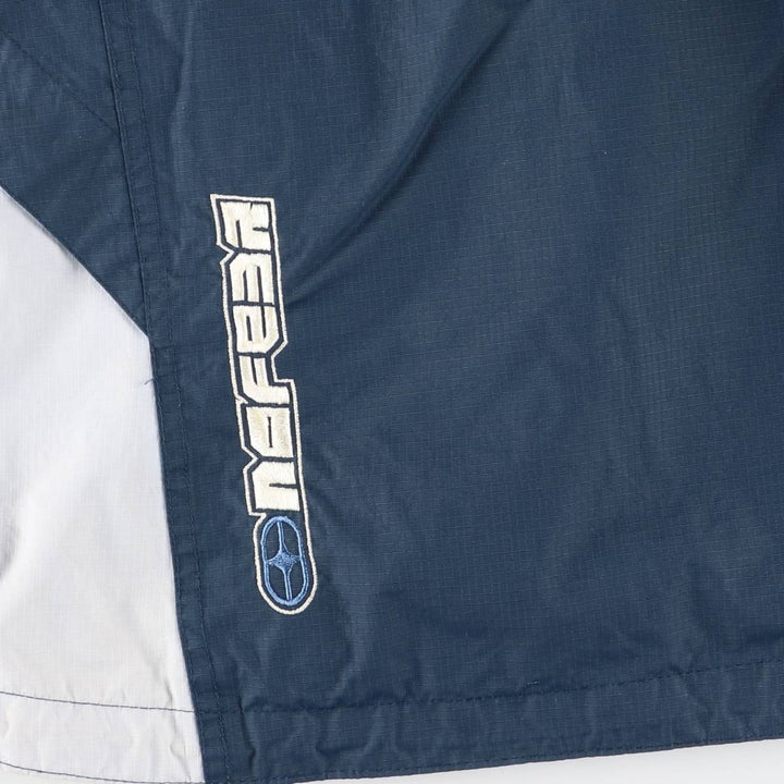 NO FEAR Hooded Half-Zip Nylon Pullover, Men's XL Nylon navy blue type Vintage Second Hand