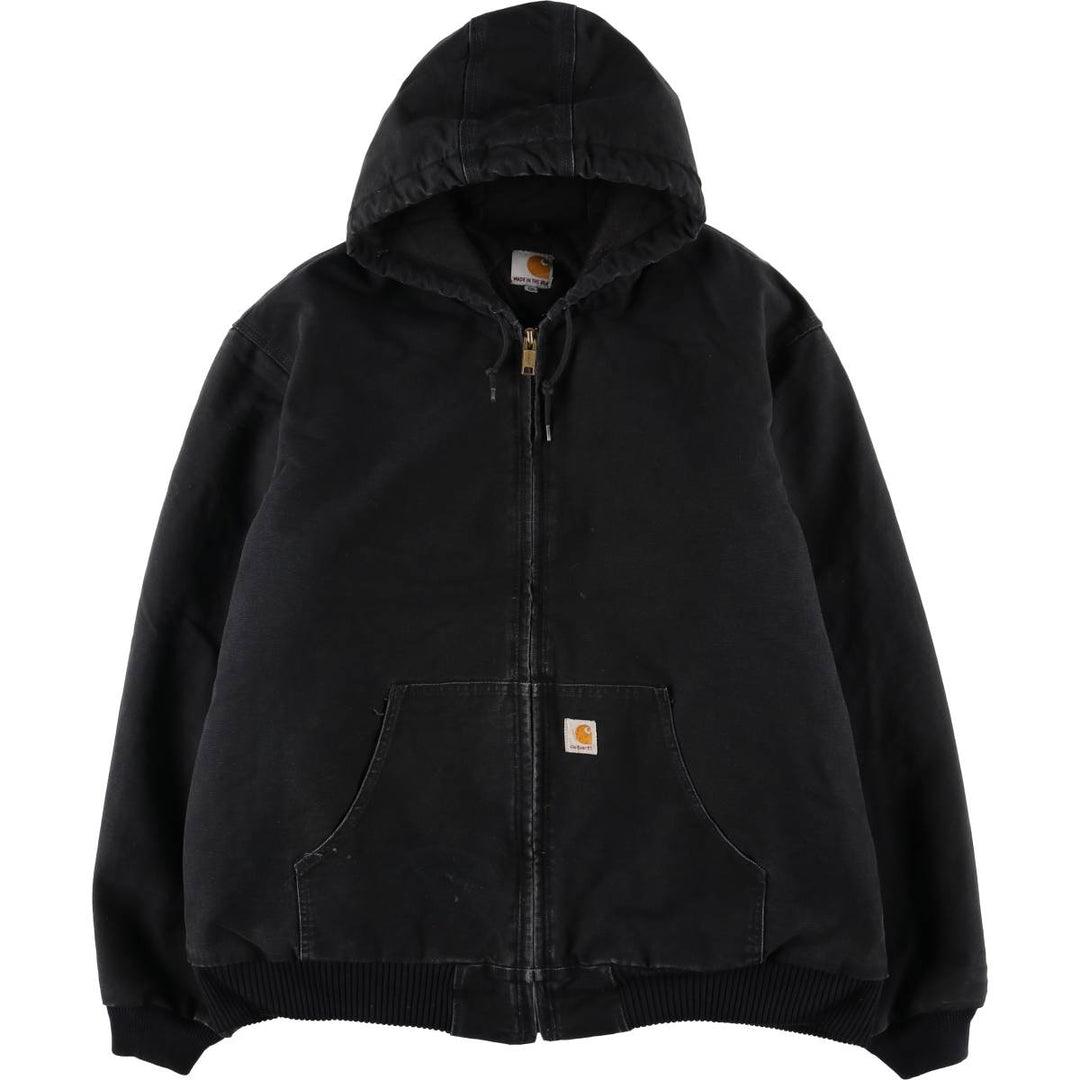 Carhartt Active Jacket, Padded Duck Full-Zip Hoodie, Made in USA, Men's XXL cotton black type Vintage Second Hand