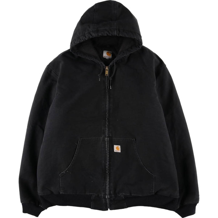 Carhartt Active Jacket, Padded Duck Full-Zip Hoodie, Made in USA, Men's XXL cotton black type Vintage Second Hand