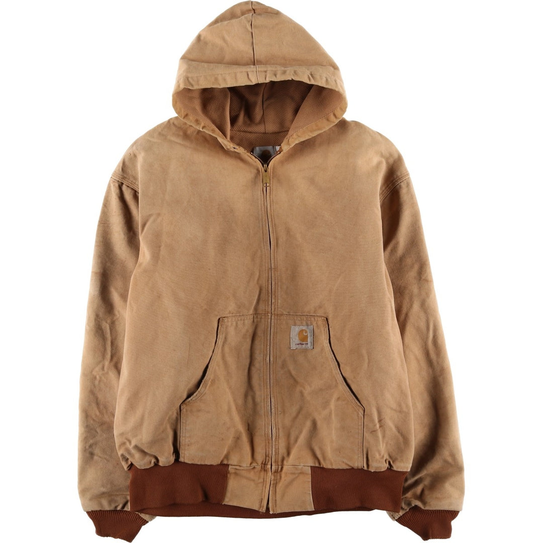 Vintage 80s-90'S Carhartt Active Jacket, Duck Full Zip Hoodie, Men's, Size XXL cotton Khaki type beige Vintage Second Hand