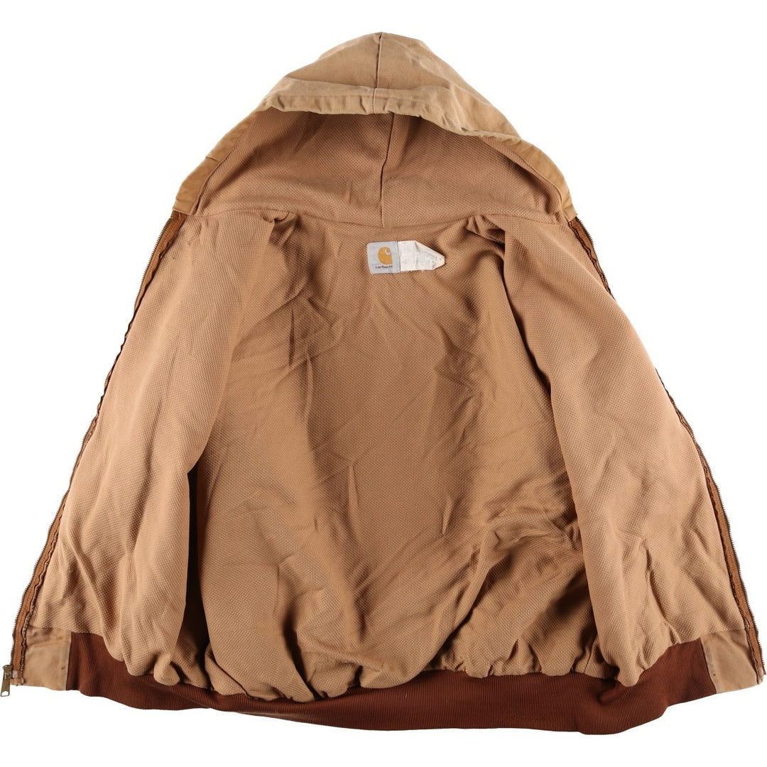 Vintage 80s-90'S Carhartt Active Jacket, Duck Full Zip Hoodie, Men's, Size XXL cotton Khaki type beige Vintage Second Hand