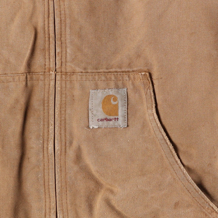 Vintage 80s-90'S Carhartt Active Jacket, Duck Full Zip Hoodie, Men's, Size XXL cotton Khaki type beige Vintage Second Hand
