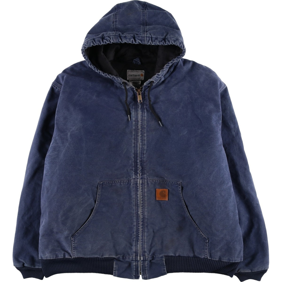 Carhartt Active Jacket, Padded Duck Full-Zip Hoodie, Men's Size XXXL cotton Navy blue Vintage Second Hand