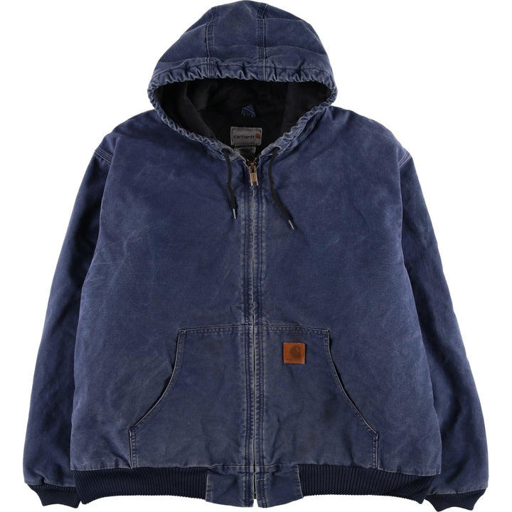 Carhartt Active Jacket, Padded Duck Full-Zip Hoodie, Men's Size XXXL cotton Navy blue Vintage Second Hand