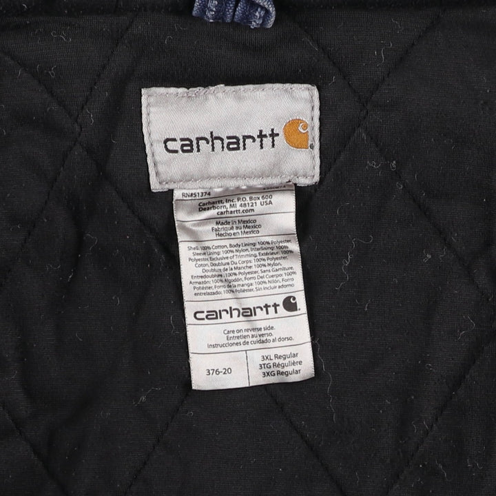 Carhartt Active Jacket, Padded Duck Full-Zip Hoodie, Men's Size XXXL cotton Navy blue Vintage Second Hand
