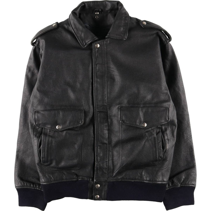 A-2 type padded leather flight jacket, men's size M unclear black type Vintage Second Hand