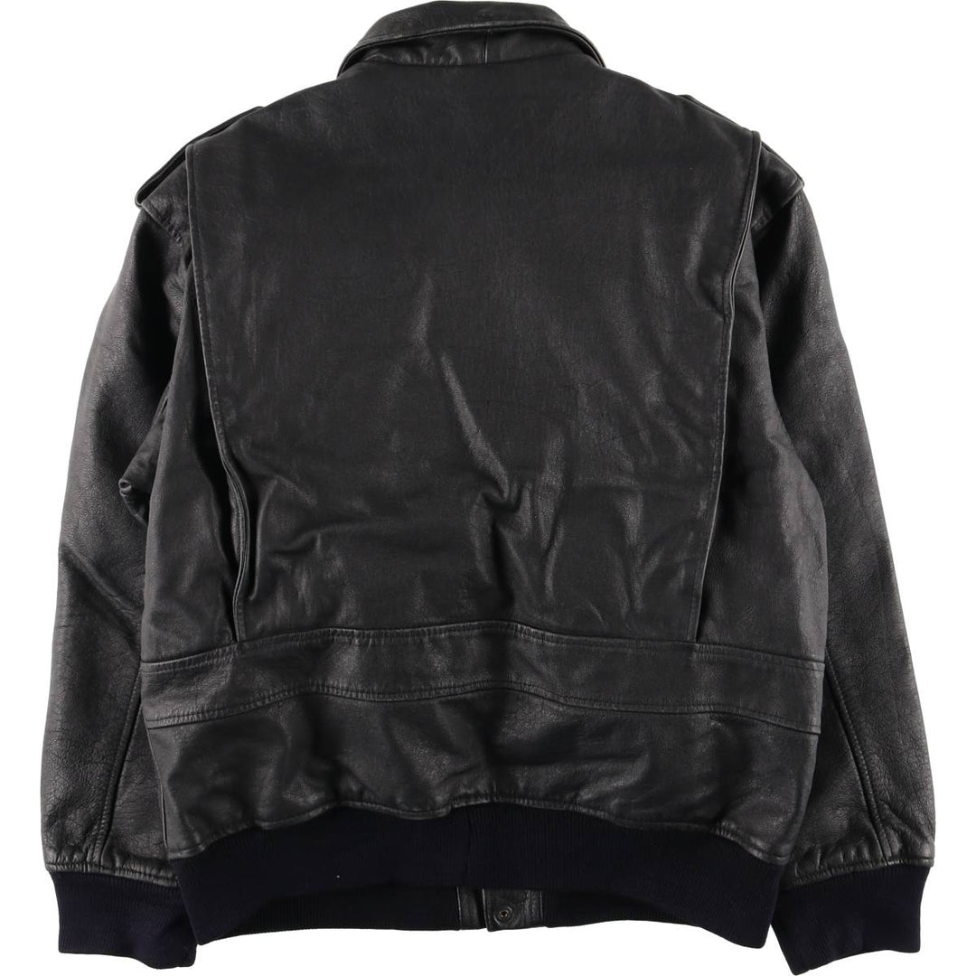 A-2 type padded leather flight jacket, men's size M unclear black type Vintage Second Hand