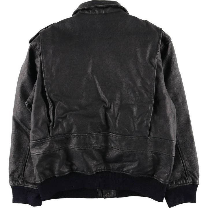 A-2 type padded leather flight jacket, men's size M unclear black type Vintage Second Hand