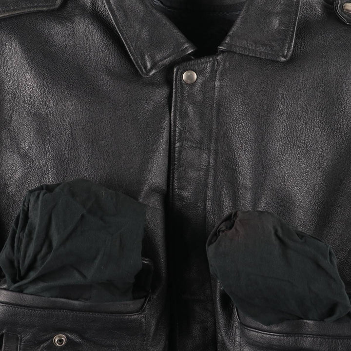 A-2 type padded leather flight jacket, men's size M unclear black type Vintage Second Hand