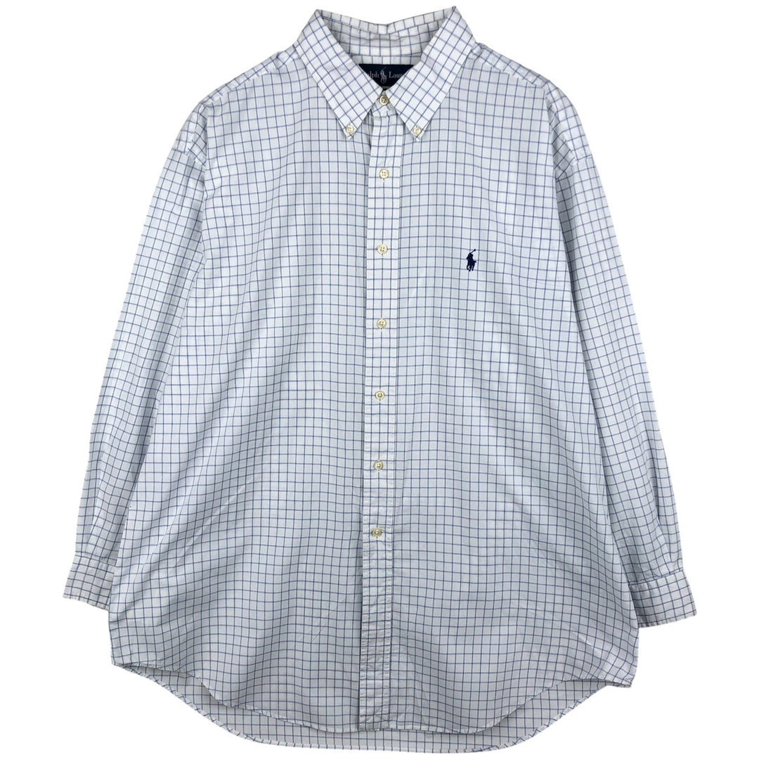 Ralph Lauren YARMOUTH Long Sleeve Button Down Check Shirt Men's XL cotton white type Vintage Second Hand