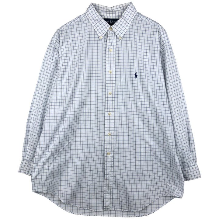 Ralph Lauren YARMOUTH Long Sleeve Button Down Check Shirt Men's XL cotton white type Vintage Second Hand