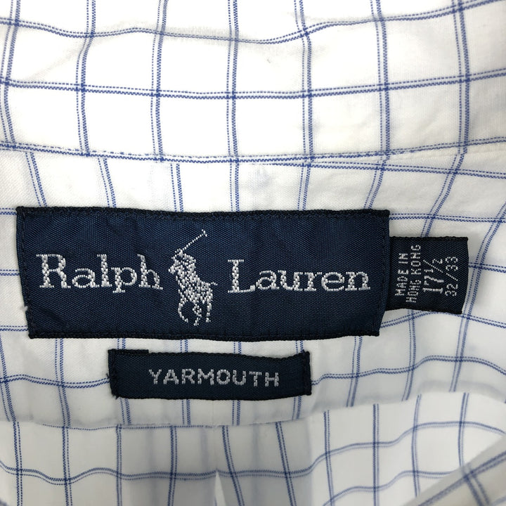 Ralph Lauren YARMOUTH Long Sleeve Button Down Check Shirt Men's XL cotton white type Vintage Second Hand