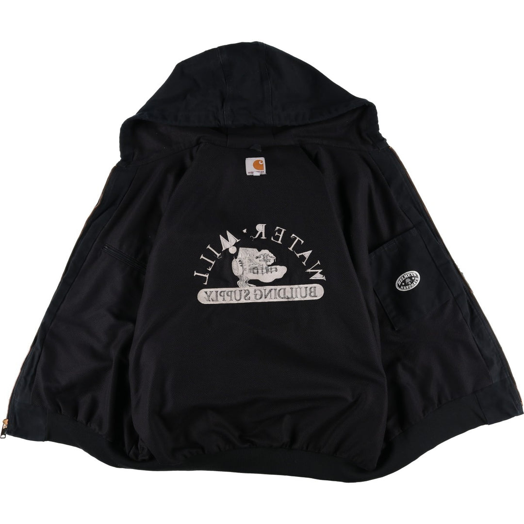 Carhartt Active Jacket, Helmets to Hardhats, Duck Full-Zip Hoodie, Made in USA, Men's XXL cotton black type Vintage Second Hand