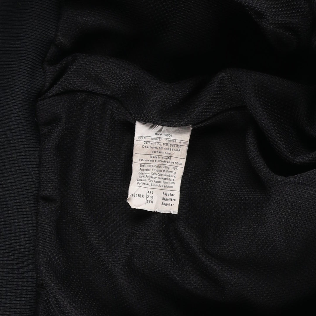 Carhartt Active Jacket, Helmets to Hardhats, Duck Full-Zip Hoodie, Made in USA, Men's XXL cotton black type Vintage Second Hand