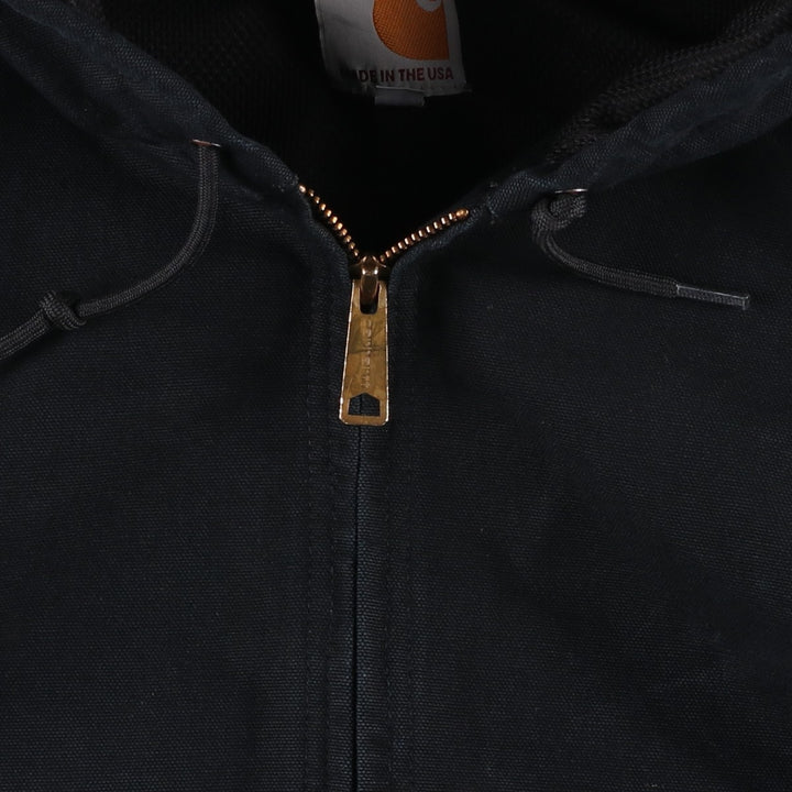 Carhartt Active Jacket, Helmets to Hardhats, Duck Full-Zip Hoodie, Made in USA, Men's XXL cotton black type Vintage Second Hand