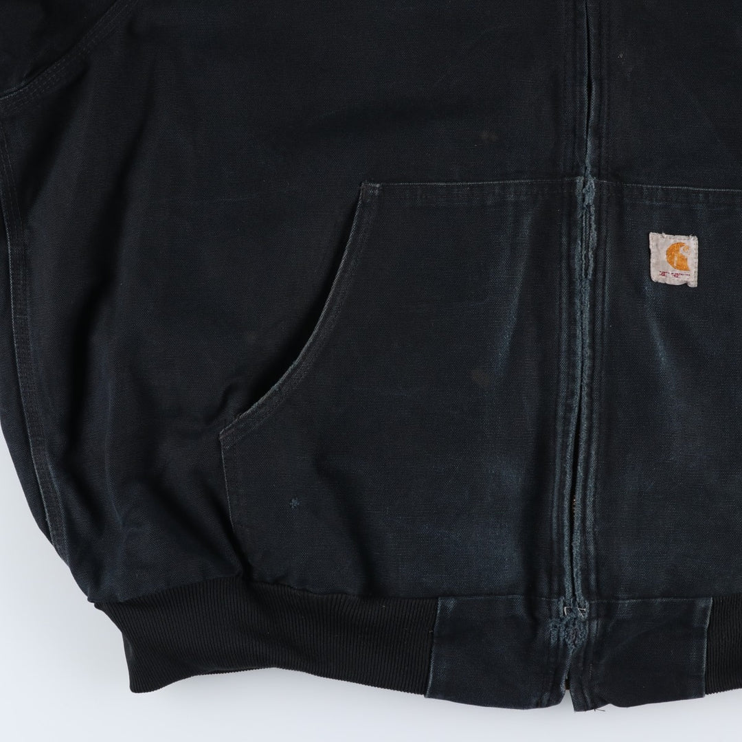 Carhartt Active Jacket, Helmets to Hardhats, Duck Full-Zip Hoodie, Made in USA, Men's XXL cotton black type Vintage Second Hand