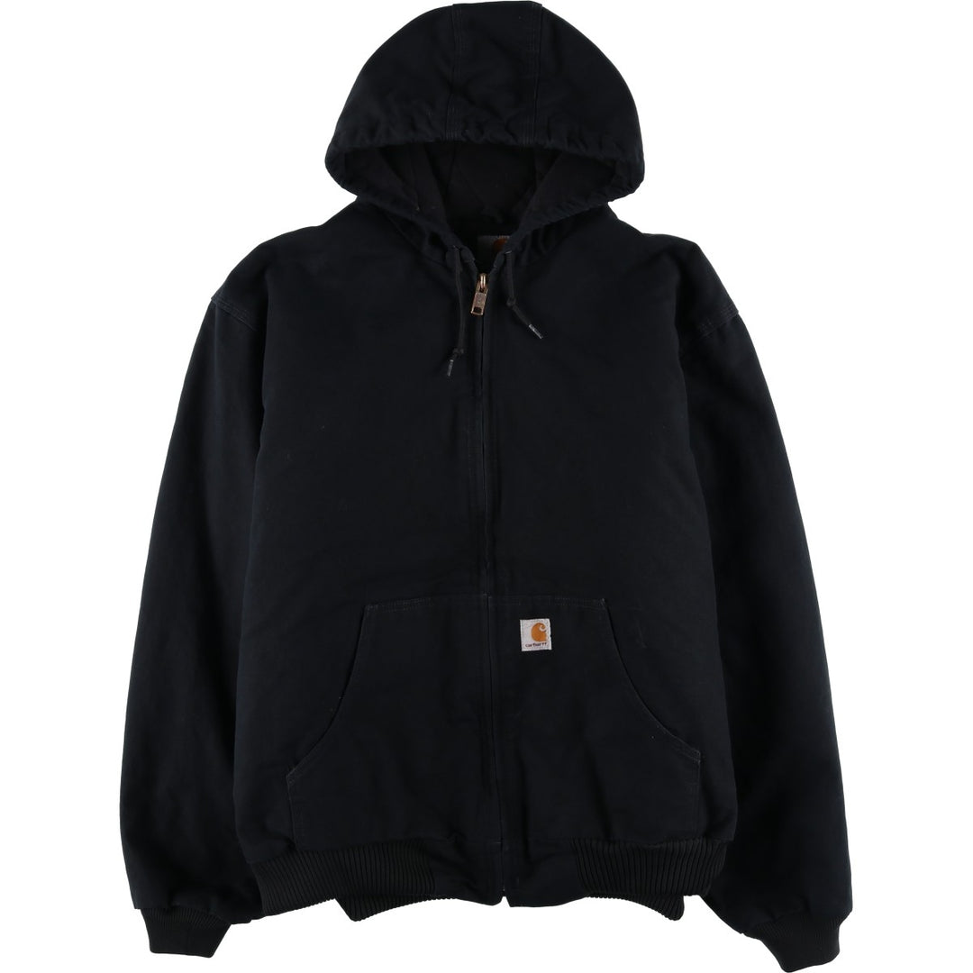Carhartt Active Jacket, HELMETS TO HARDHATS, Padded Duck Full-Zip Hoodie, Made in USA, Men's XXL cotton black type Vintage Second Hand