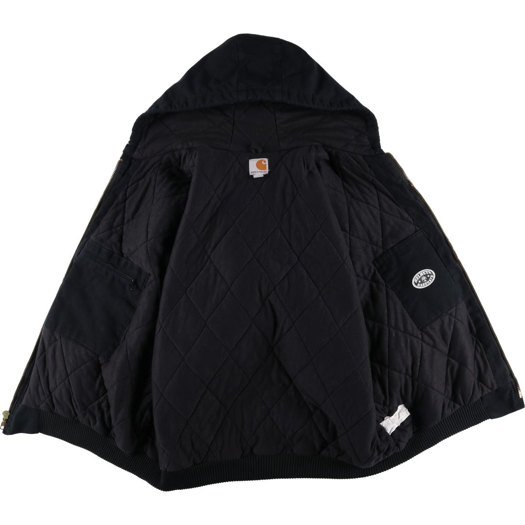Carhartt Active Jacket, HELMETS TO HARDHATS, Padded Duck Full-Zip Hoodie, Made in USA, Men's XXL cotton black type Vintage Second Hand