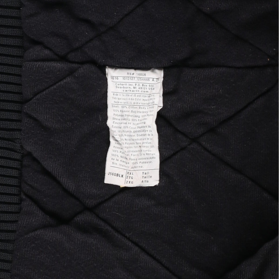 Carhartt Active Jacket, HELMETS TO HARDHATS, Padded Duck Full-Zip Hoodie, Made in USA, Men's XXL cotton black type Vintage Second Hand