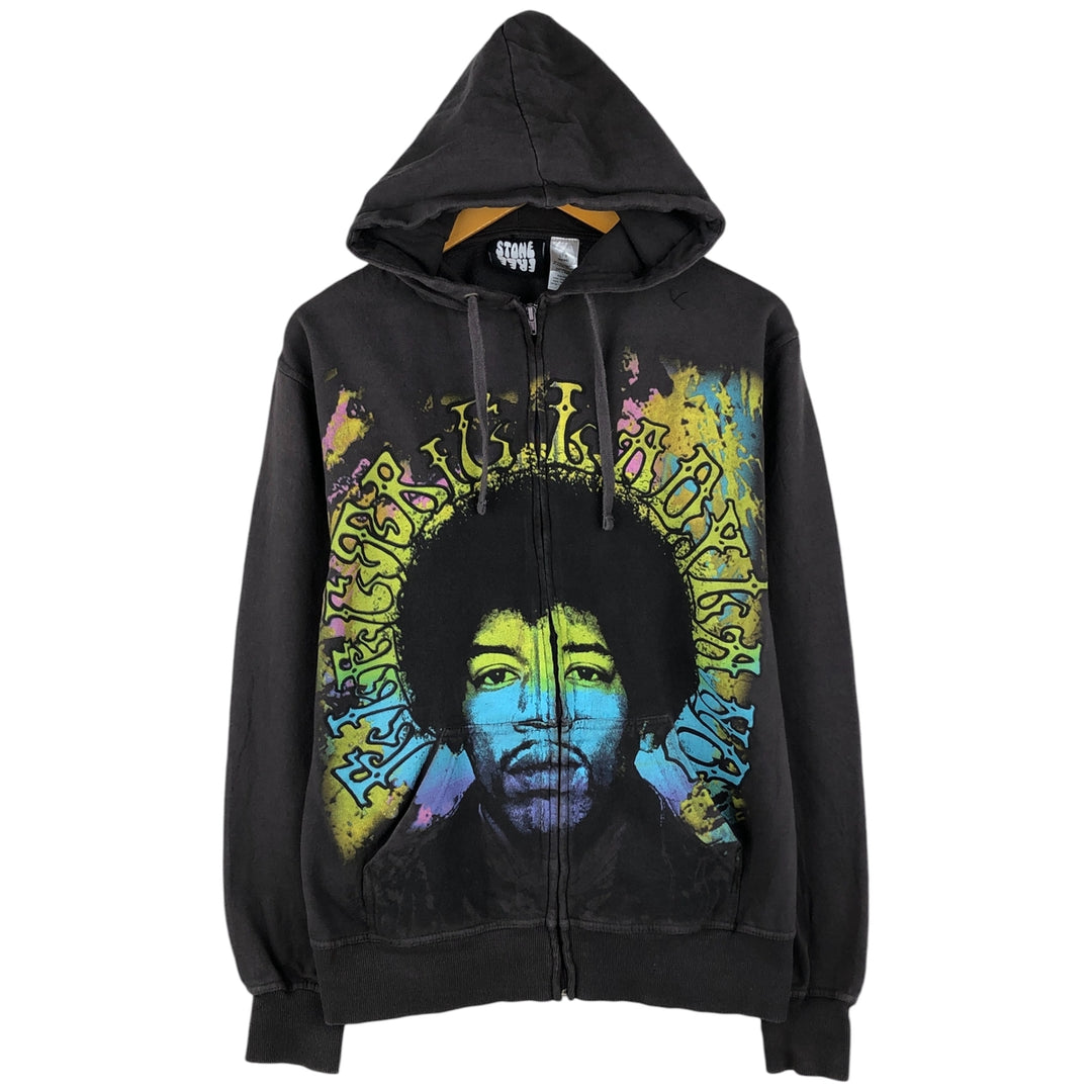 2000'S STONE FREE JIMI HENDRIX Band Full-Zip Hoodie, Men's Size L cotton black type Vintage Second Hand