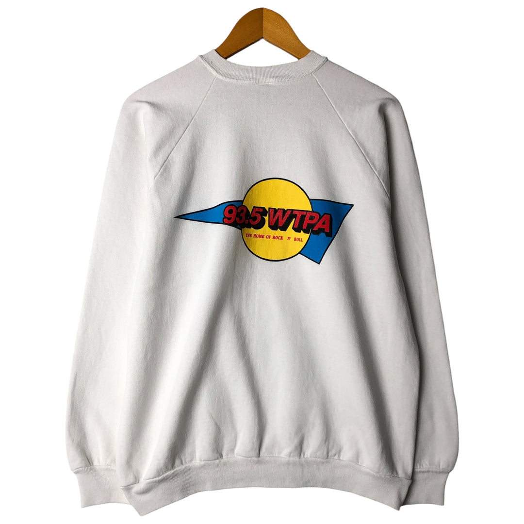 Vintage 80s-90'S Jerseys 93.5 WTPA Advertising Sweatshirt, Made in USA, Men's XL cotton white type Vintage Second Hand
