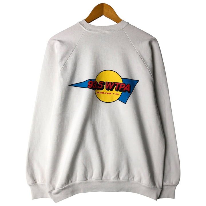 Vintage 80s-90'S Jerseys 93.5 WTPA Advertising Sweatshirt, Made in USA, Men's XL cotton white type Vintage Second Hand