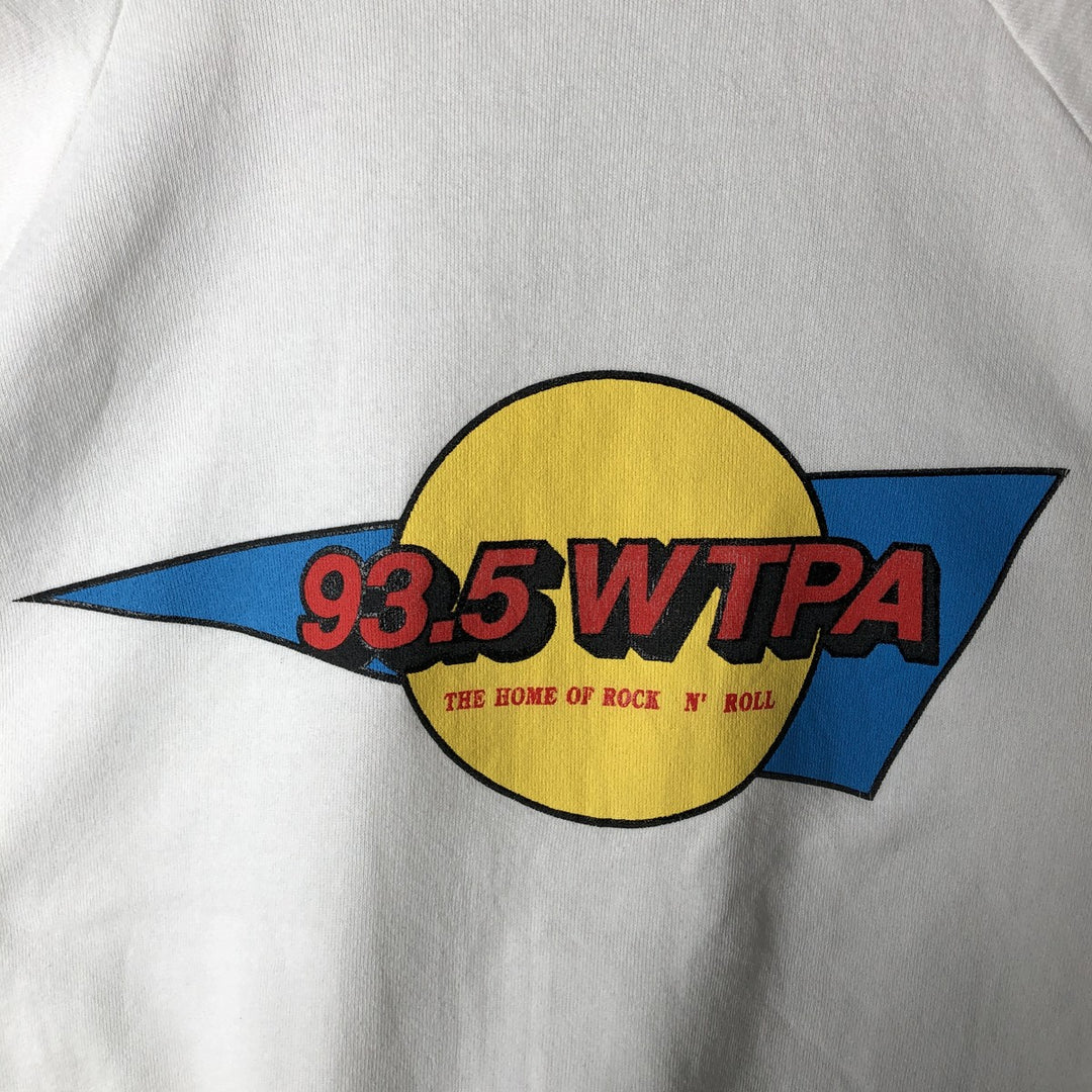 Vintage 80s-90'S Jerseys 93.5 WTPA Advertising Sweatshirt, Made in USA, Men's XL cotton white type Vintage Second Hand